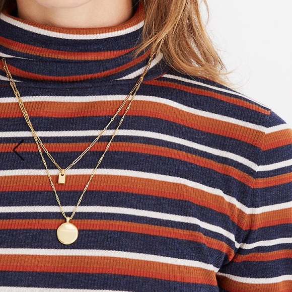 Madewell Fine Ribbed Striped Turtleneck, S - Picture 3 of 10
